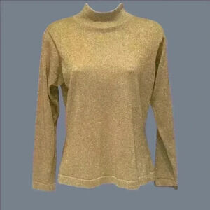 Marissa Christina Gold metallic turtleneck long sleeves  size sp